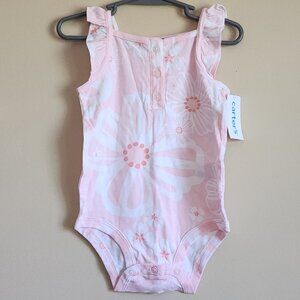 Carters - Pink Floral Bodysuit /Onesie Size 18 Months NWT